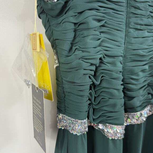 New Prom Formal Nox Anabel Green Sequin Rouched Maxi Dress Gown Juniors XS HOCO - Picture 13 of 16